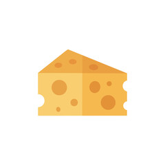 Cartoon Cheese Slice Isolated on White Background with Holes and Yellow Color