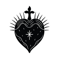 Fototapeta premium Sacred Heart with Cross Rising Above