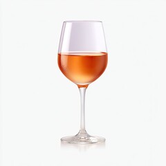 Elegant Rose Wine Glass Filled with Refreshing Drink Set Against a Simple White Background