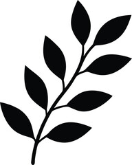 Branch with Leaves Silhouette