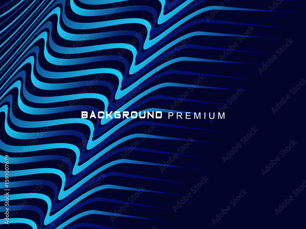 Fototapete Abstract background with elegant waves of gradient blue stripes, creating the illusion of depth and movement.