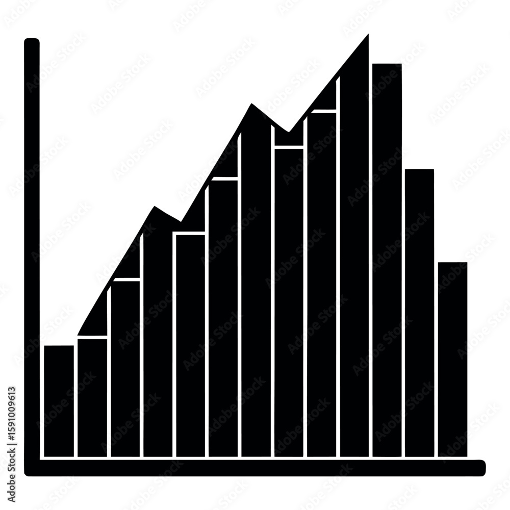 Poster abstract silhouette of a business bar chart with data visualization elements