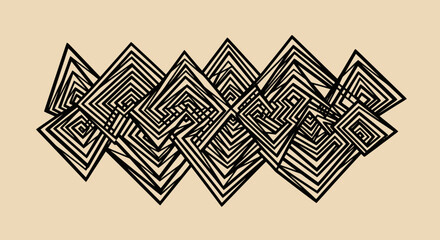 Zigzag line art in black on beige background

