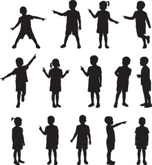 Collection of children silhouettes in various poses