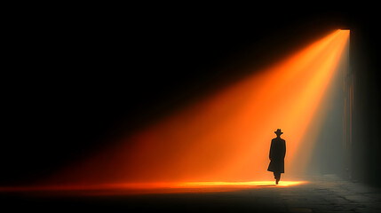 silhouette of a man walking on the road