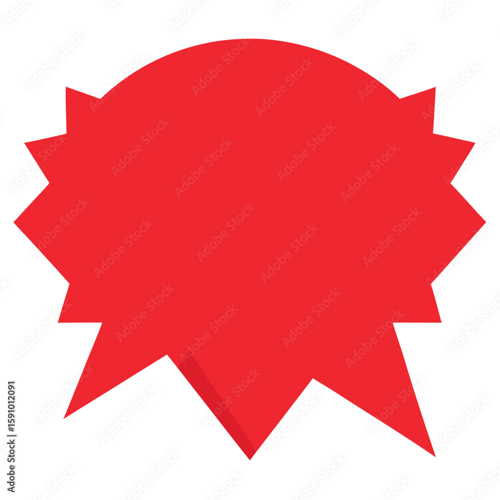 Poster red speech bubble icon with jagged edge for communication and dialogue