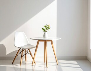 white chair and table