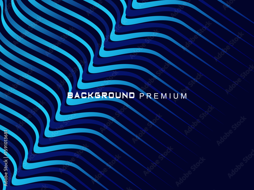 Fototapete abstract background with elegant waves of gradient blue stripes, creating the illusion of depth and 