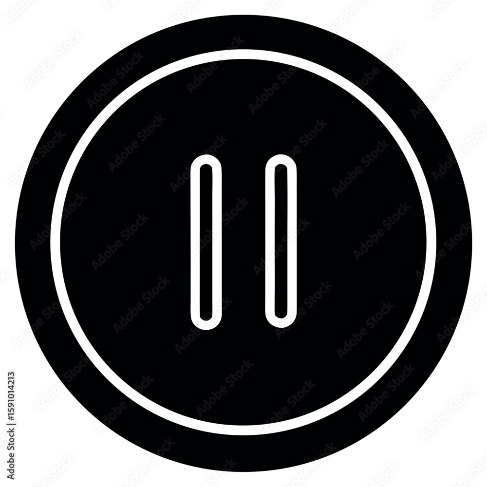 Poster minimalist black pause button icon for media playback and controls