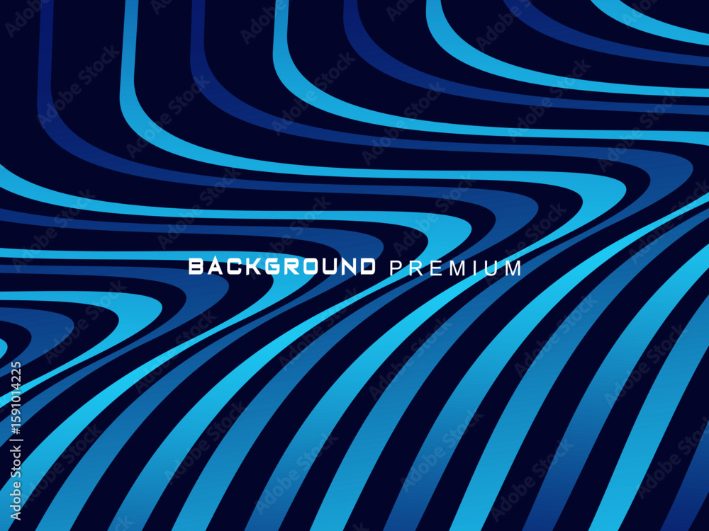 Fototapete Abstract background with elegant waves of gradient blue stripes, creating the illusion of depth and movement.