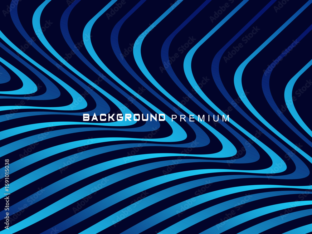 Fototapete abstract background with elegant waves of gradient blue stripes, creating the illusion of depth and 
