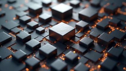 Obraz premium Shiny 3D Dark Cubes Pattern