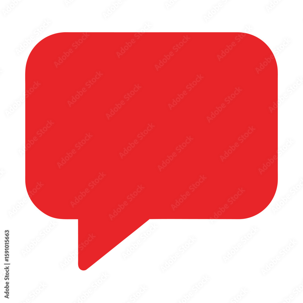 Poster red square tail speech bubble icon for communication and dialogue