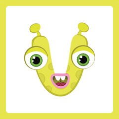 Small alphabet shapes cartoon monster v