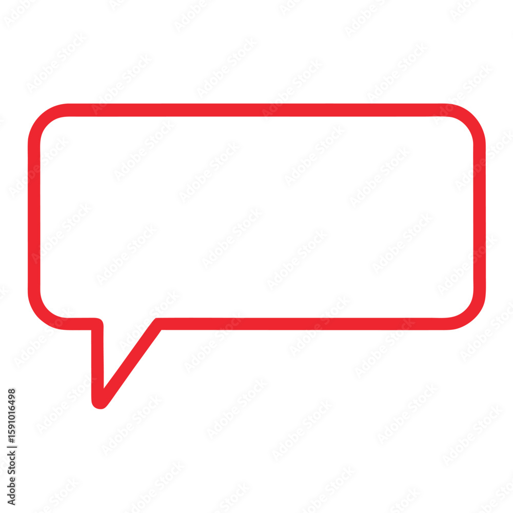 Poster thin red speech bubble icon with rectangular tail