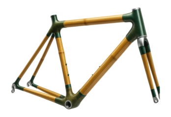 Bamboo bicycle frame with natural joints and clear lacquer coating