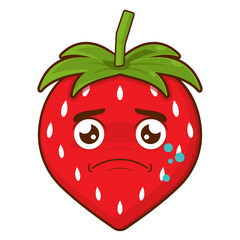 strawberry crying and scared face cartoon cute