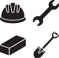 This vector illustration features a set of hand tools including a hammer, wrench, and screwdriver, perfect as an icon for construction and repair work