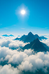 Majestic Mountain Peaks Above Clouds Landscape Nature Scenery
