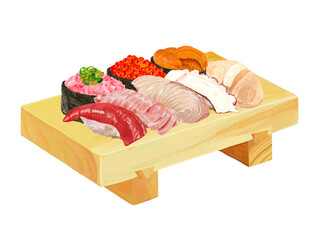 寿司セット（寿司下駄付き） © あすなろ挿絵店