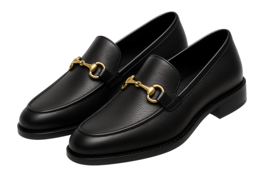 Classic black leather loafers with low heel and rounded toe