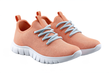 A pair of lightweight, knitted sneakers with white soles and light blue laces designed for casual wear and athletic activities.