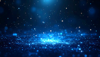 Blue Glitter Texture with Sparkling Particles and Dark Background