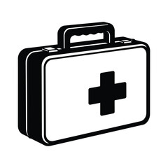 Fototapeta premium A black and white illustration of a first aid kit with a cross symbol on its front
