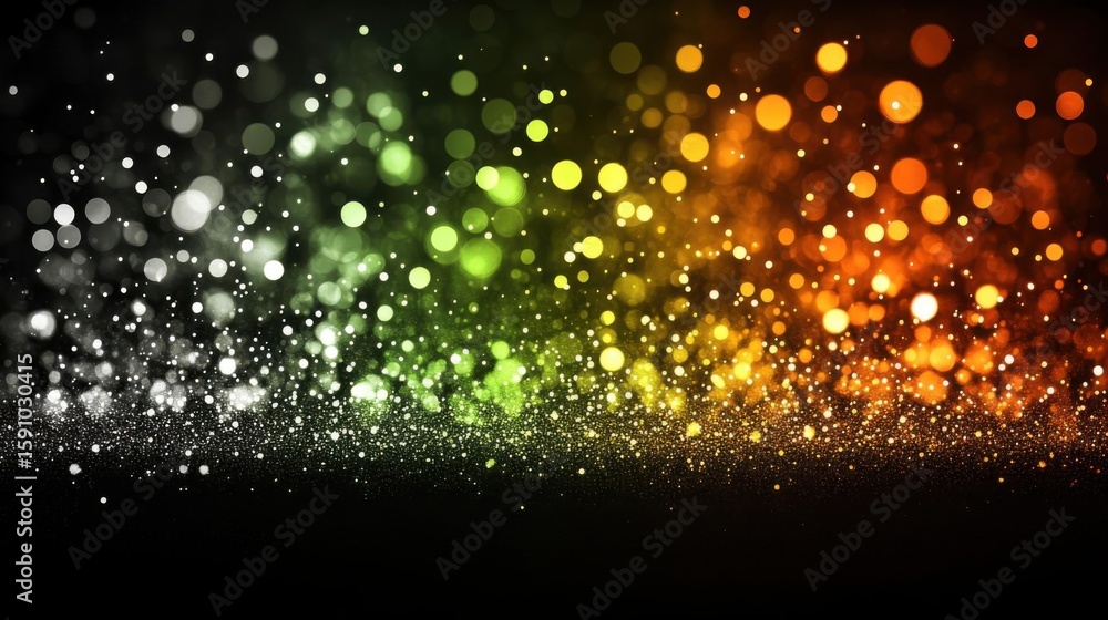 Poster colorful bokeh lights glow with abstract background and shimmering effect.