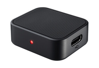 Obraz premium Compact Bluetooth audio receiver with built-in battery and micro USB charging port