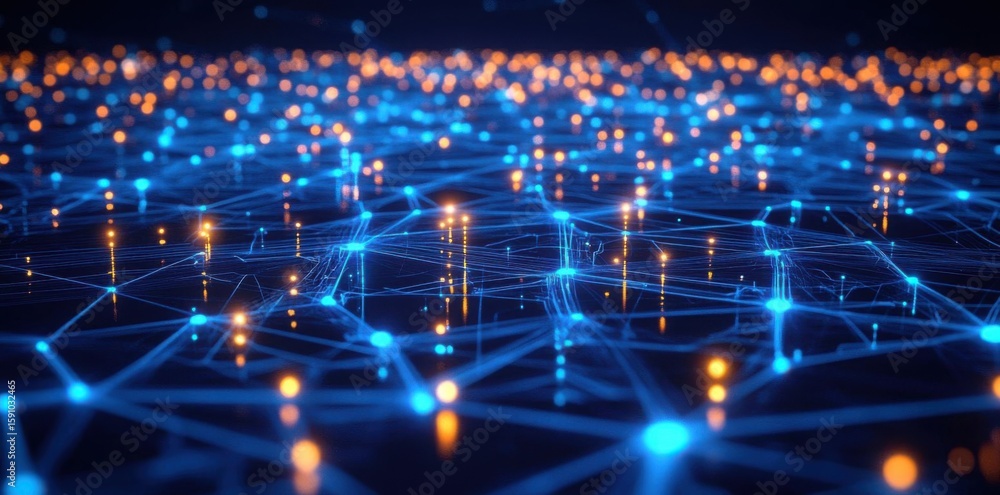 Poster explore data network, abstract connection technology with futuristic theme