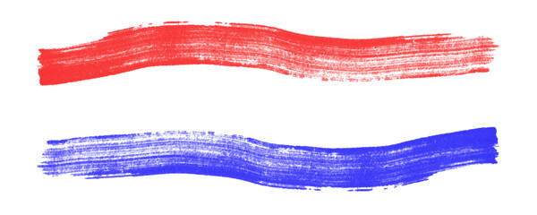 Scribbled Marker Pen Strokes in Red and Blue for Emphasis, Expression, and Design Isolated on a...