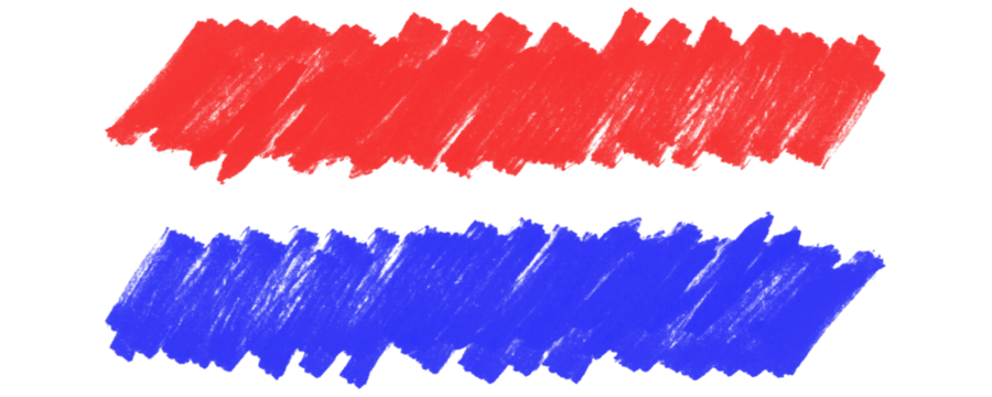 Red and Blue Sketch Stroke Elements With Pencil and Marker Grunge Texture for Underlines on a Transparent or White Background