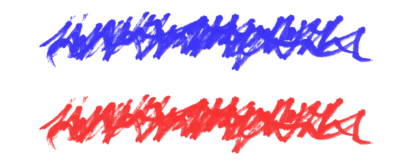 Artistic Highlighter Strokes in Red and Blue With Pencil Hatch Doodles and Marker Scribbles on a Transparent or White Background