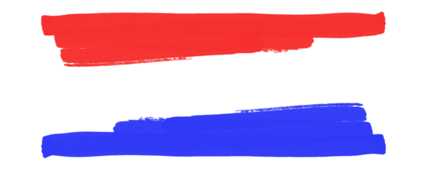 Red and Blue Marker Texture Featuring Scribbled Expression Lines for Note Taking Isolated on a Transparent or White Background