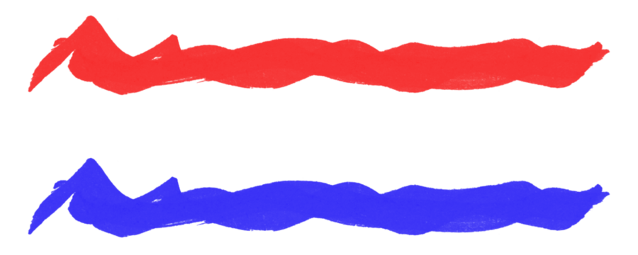 Doodle Stroke with Red and Blue Marker Scribbles and Pencil Hatching for Art Use Isolated on a Transparent or White Background