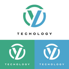 Monogram for technology logo with circle style art