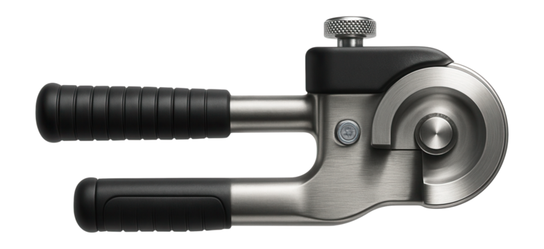 Small manual tube bender with a fixed radius die, perfect for crafting custom metal art pieces.