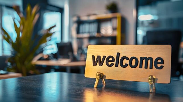 A Welcome Sign Represents a Warm Office Atmosphere.