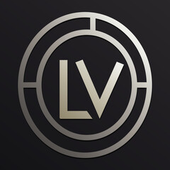 Lv initial monogram logo with circle style design