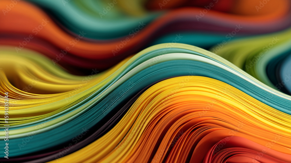 Poster abstract close up of colorful paper strips creating a wavy textured background design