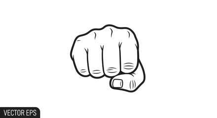 Front view human hand fist punch graphic strong power gesture