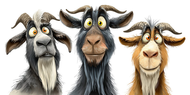 Cartoon rendition of three goats
