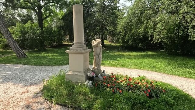 mozarts grave in the old cemetery in vienna, surr