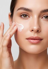 Woman applying cream