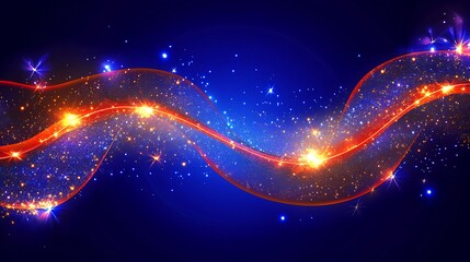 Obraz premium Abstract wavy design with glowing particles