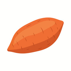 A vibrant illustration of a whole, orange sweet potato.