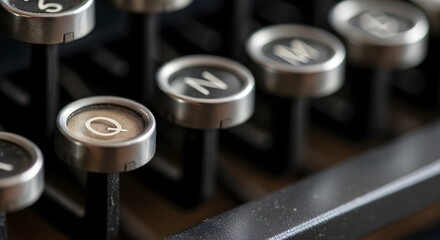 Close-up of a Vintage Typewriter Key with Dust