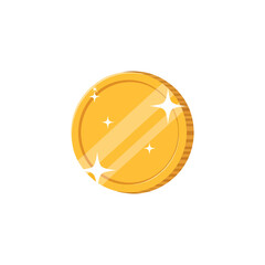 A stylized, golden coin with sparkling highlights.