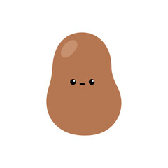 A cute, cartoon potato with a slightly unimpressed expression.